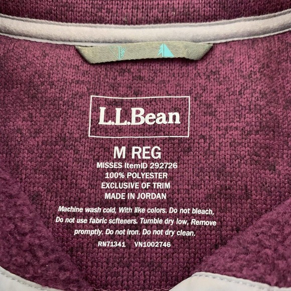 LL Bean Womens Sweater Pullover Size M Fleece Snap Trim Dark Purple Gray - Picture 6 of 11
